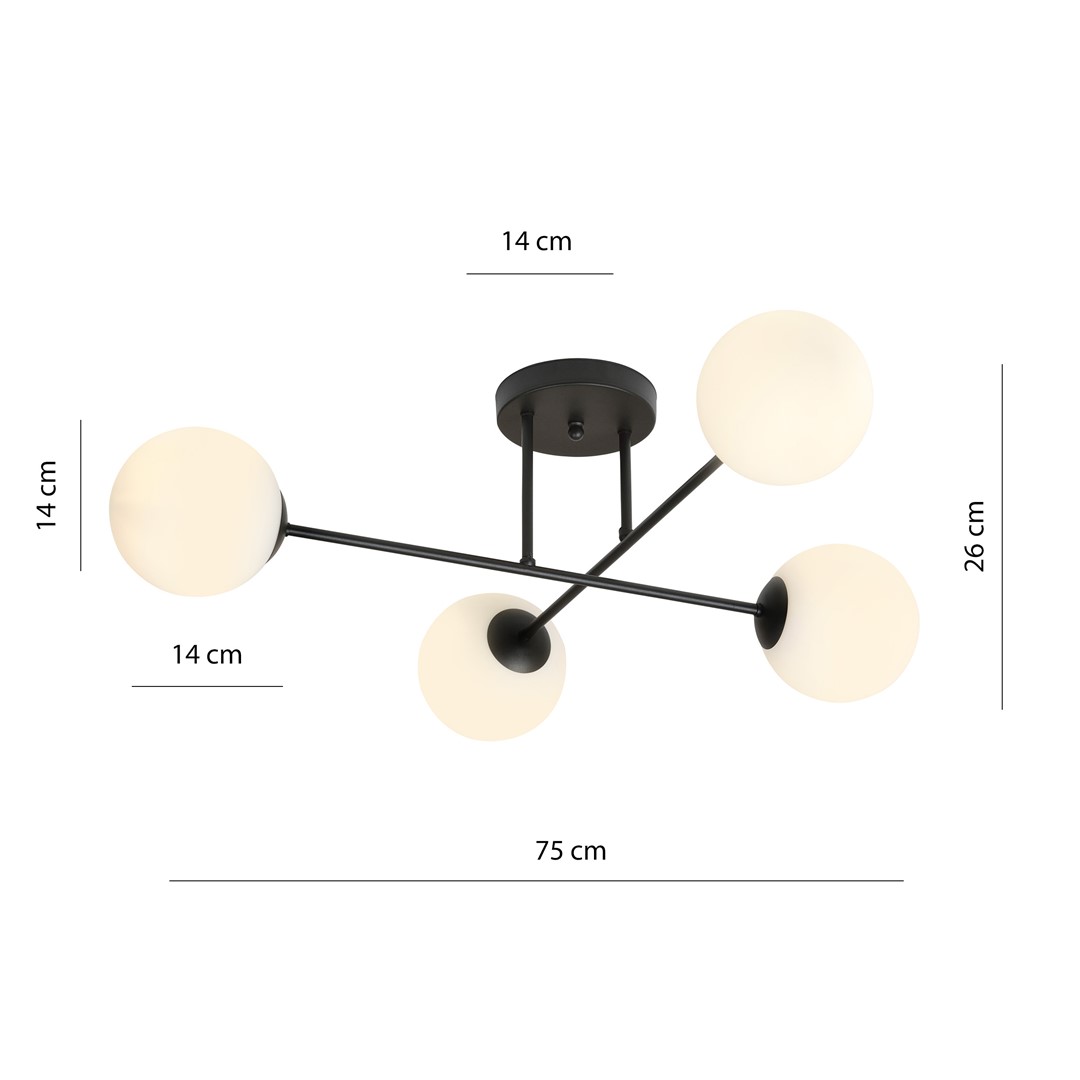 Emibig Stropna svjetiljka ROMA 230V 10W MAX LED E14 Čelik/ Staklo Crna