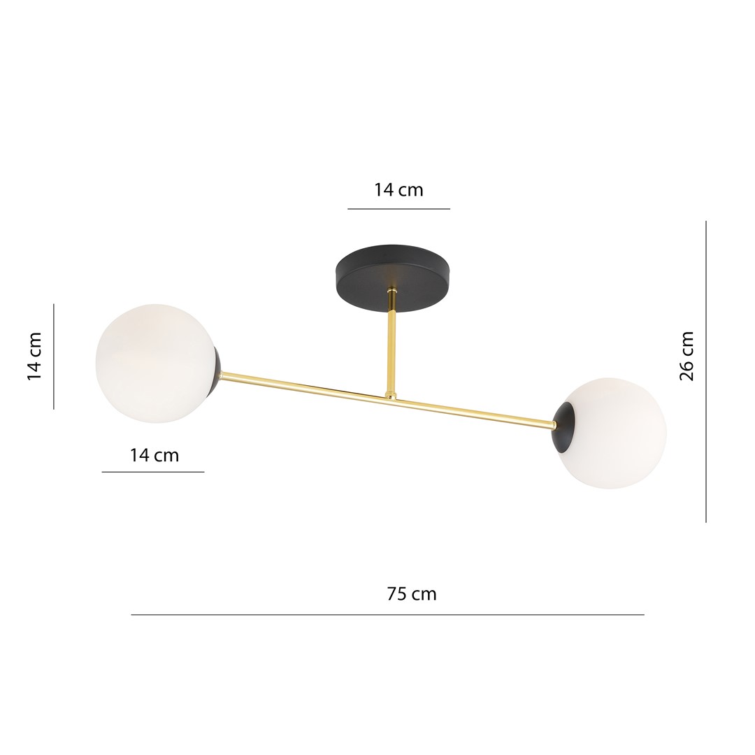 Emibig Stropna svjetiljka MAGNUM 230V 10W MAX LED E14 Čelik/ Staklo Crna/ Zlatna