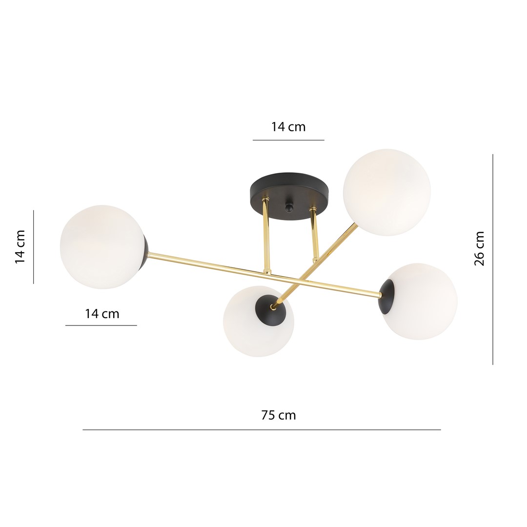 Emibig Stropna svjetiljka MAGNUM 230V 10W MAX LED E14 Čelik/ Staklo Crna/ Zlatna