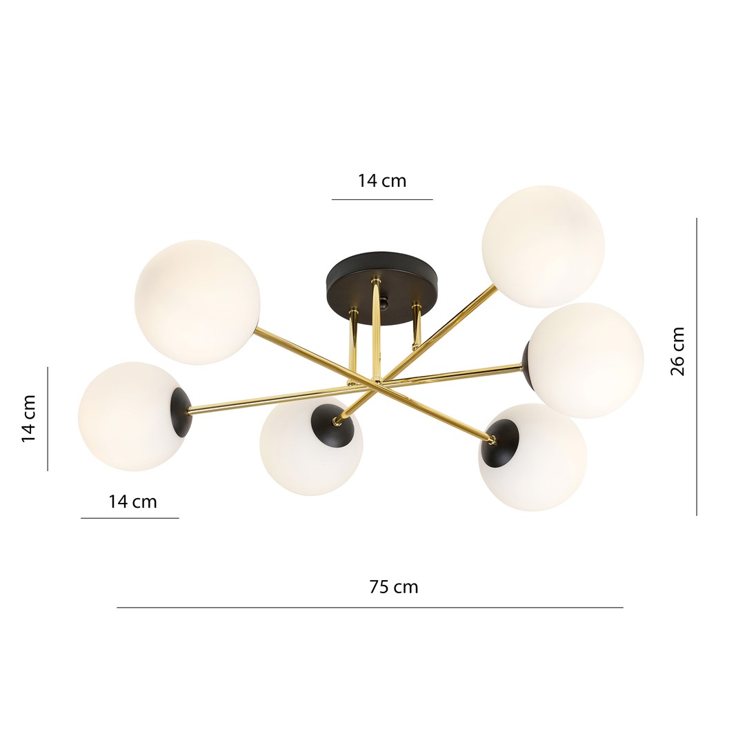 Emibig Stropna svjetiljka MAGNUM 230V 10W MAX LED E14 Čelik/ Staklo Crna/ Zlatna