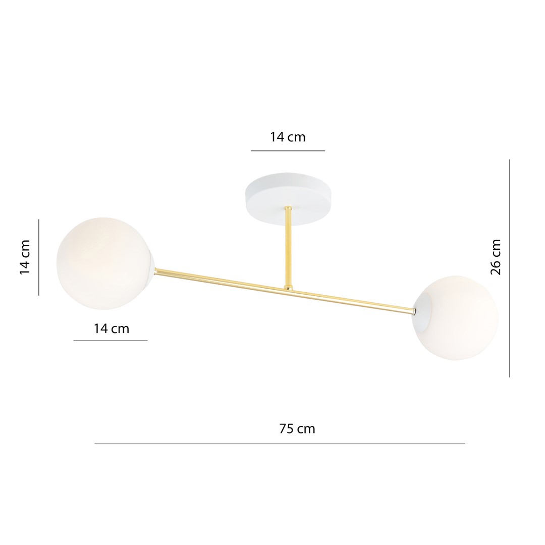 Emibig Stropna svjetiljka MAGNUM 230V 10W MAX LED E14 Čelik/ Staklo Bijela/ Zlatna