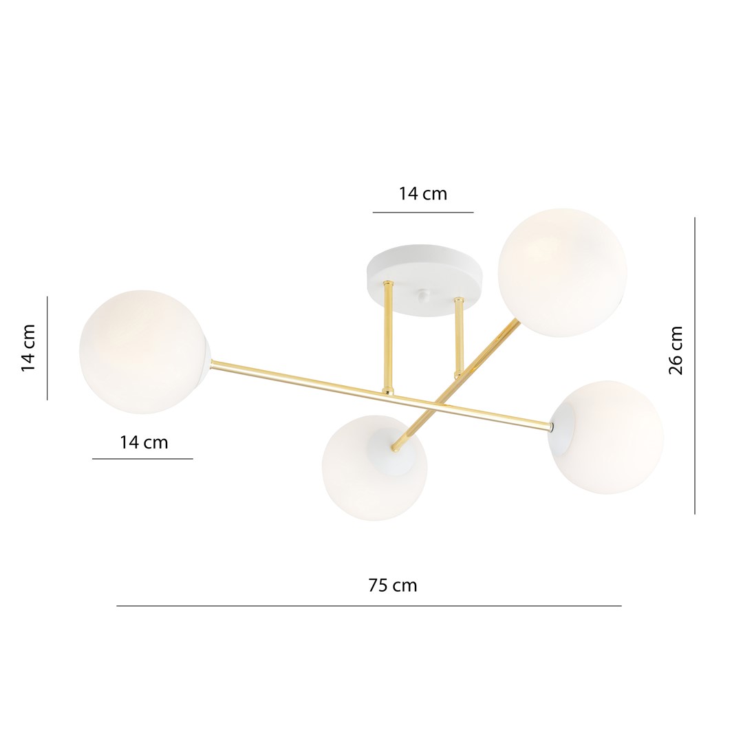 Emibig Stropna svjetiljka MAGNUM 230V 10W MAX LED E14 Čelik/ Staklo Bijela/ Zlatna