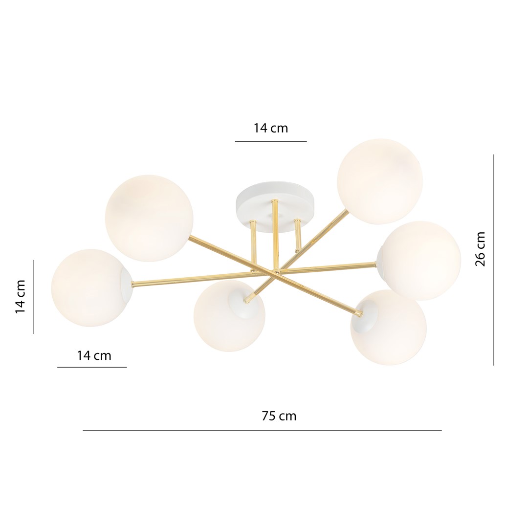 Emibig Stropna svjetiljka MAGNUM 230V 10W MAX LED E14 Čelik/ Staklo Bijela/ Zlatna