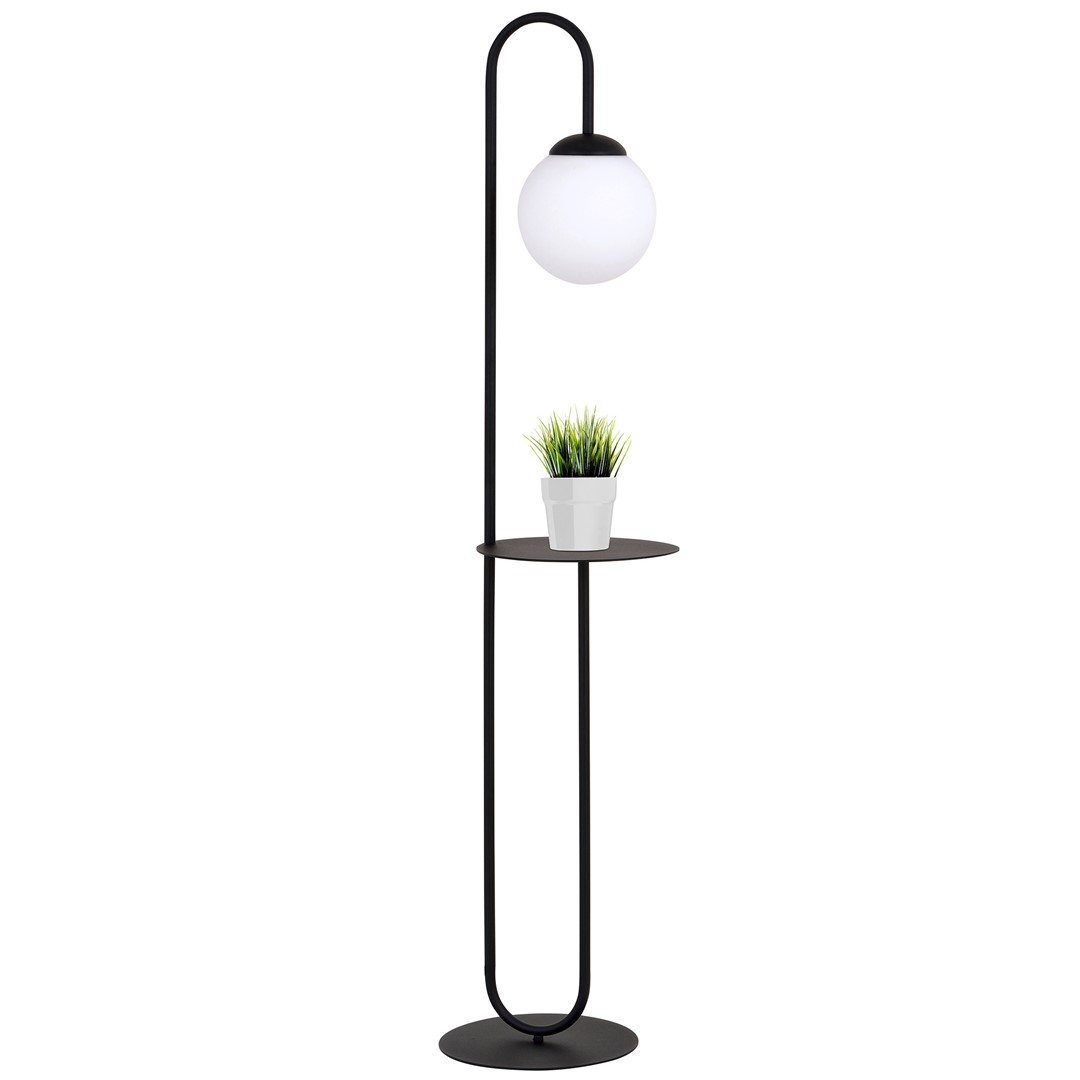 Emibig Podna lampa BARI 230V 10W MAX LED E14 Čelik/ Staklo Crna