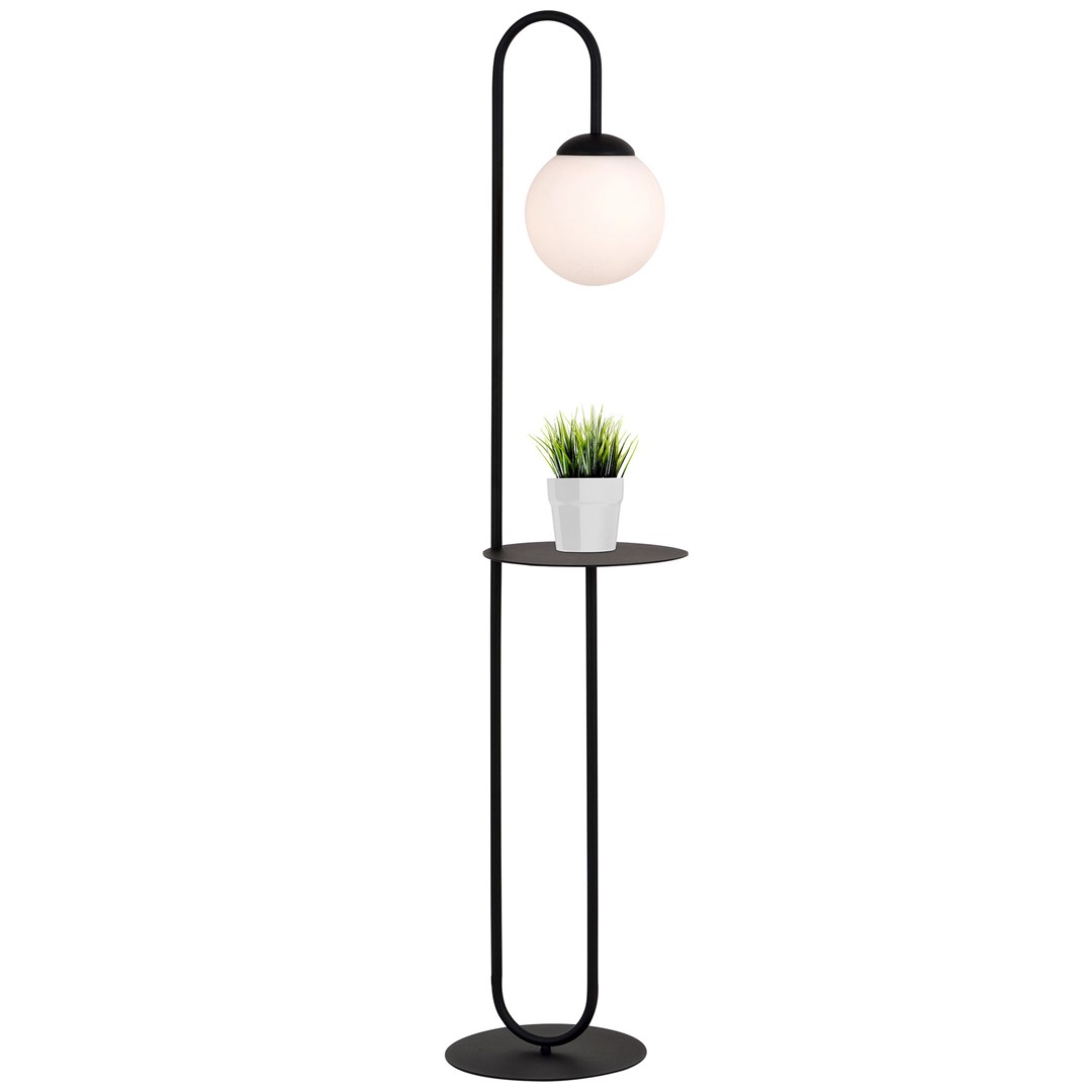 Emibig Podna lampa BARI 230V 10W MAX LED E14 Čelik/ Staklo Crna