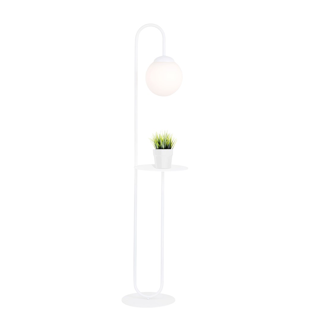 Emibig Podna lampa BARI 230V 10W MAX LED E14 Čelik/ Staklo Bijela
