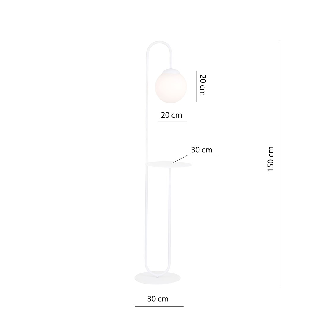 Emibig Podna lampa BARI 230V 10W MAX LED E14 Čelik/ Staklo Bijela