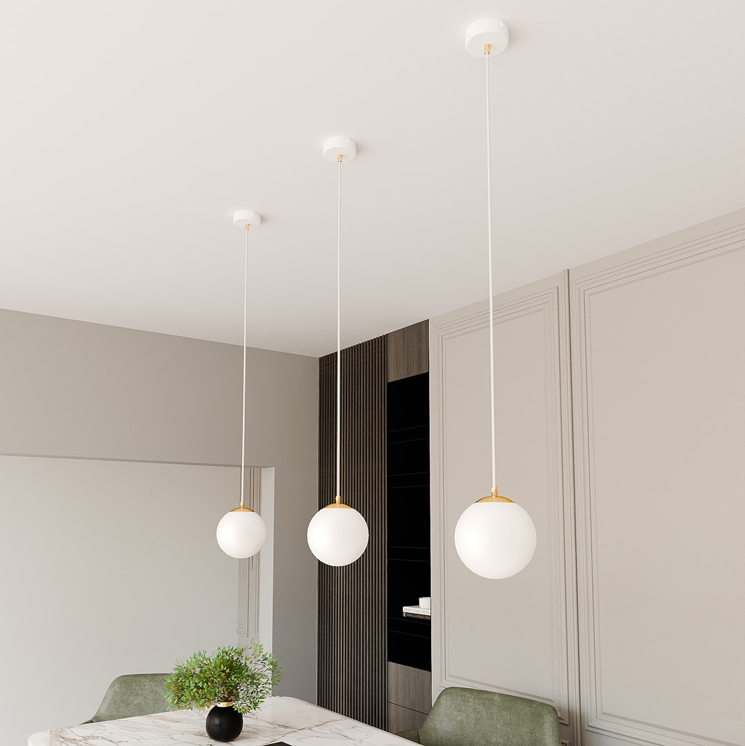 Emibig Visilica ROYAL 230V 10W MAX LED E14 Čelik/ Staklo Bijela/ Zlatna
