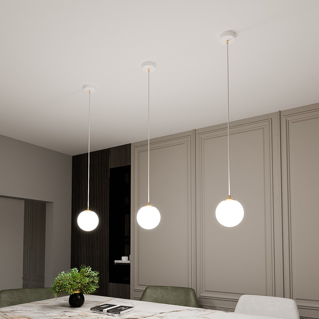 Emibig Visilica ROYAL 230V 10W MAX LED E14 Čelik/ Staklo Bijela/ Zlatna