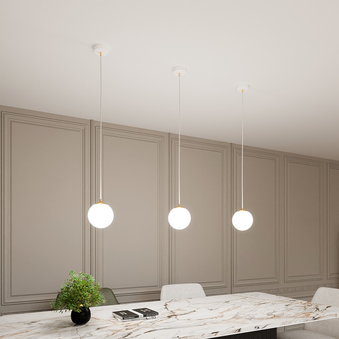 Emibig Visilica ROYAL 230V 10W MAX LED E14 Čelik/ Staklo Bijela/ Zlatna