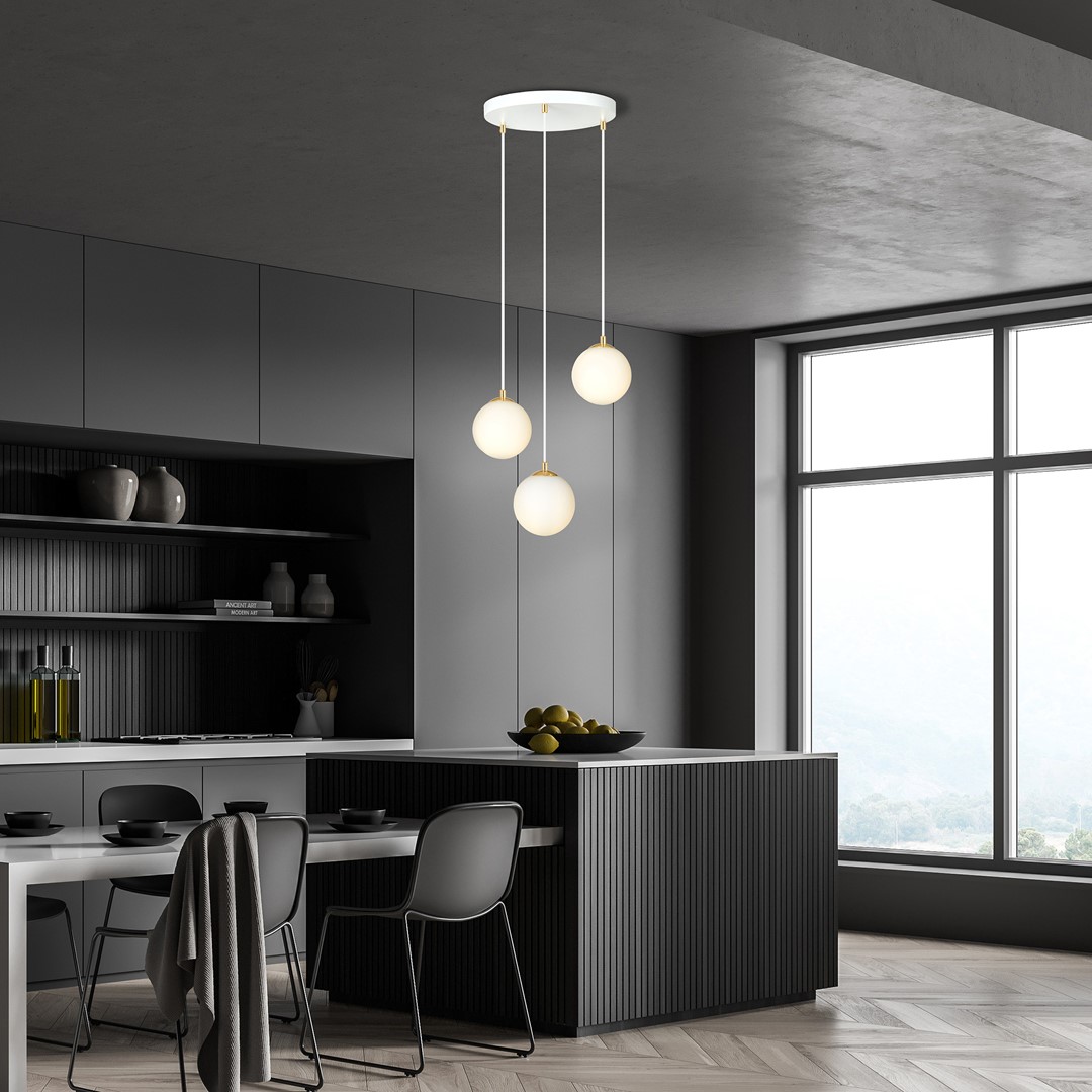 Emibig Visilica ROYAL 230V 10W MAX LED E14 Čelik/ Staklo Bijela/ Zlatna