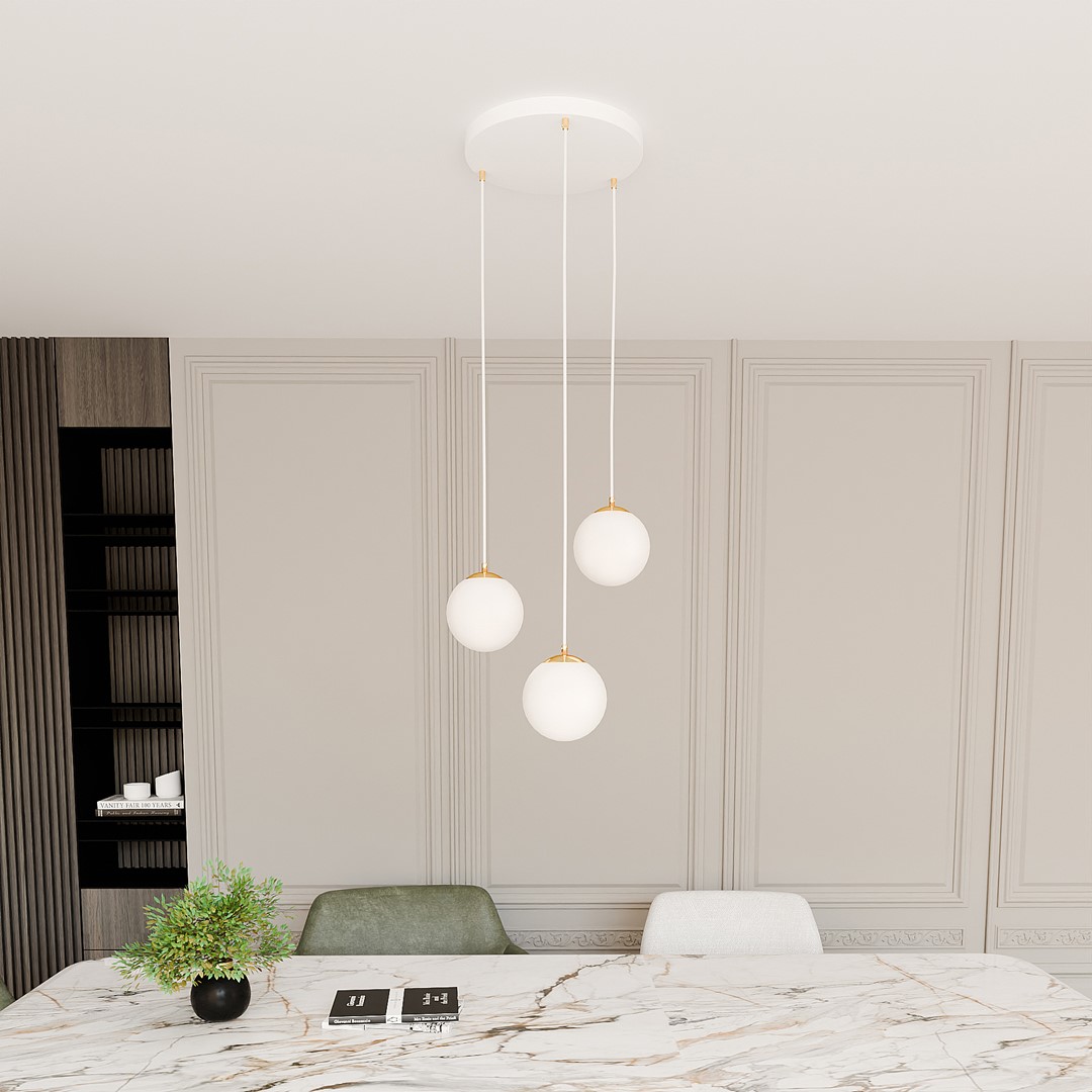 Emibig Visilica ROYAL 230V 10W MAX LED E14 Čelik/ Staklo Bijela/ Zlatna