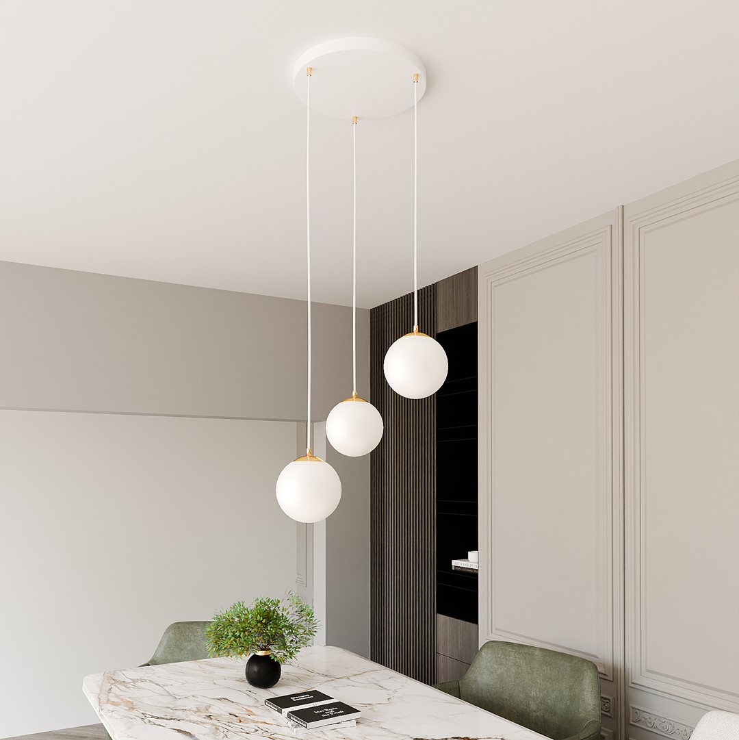 Emibig Visilica ROYAL 230V 10W MAX LED E14 Čelik/ Staklo Bijela/ Zlatna
