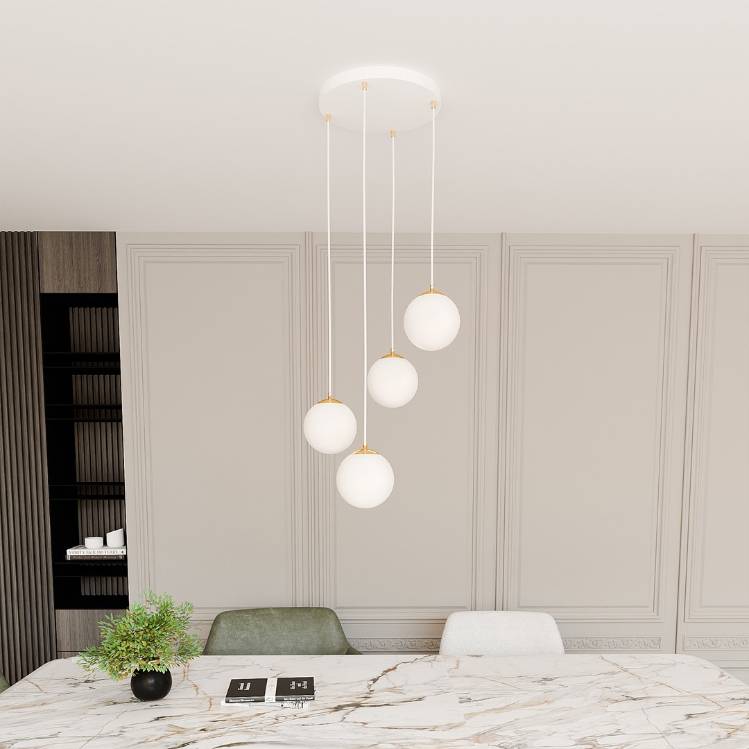 Emibig Visilica ROYAL 230V 10W MAX LED E14 Čelik/ Staklo Bijela/ Zlatna