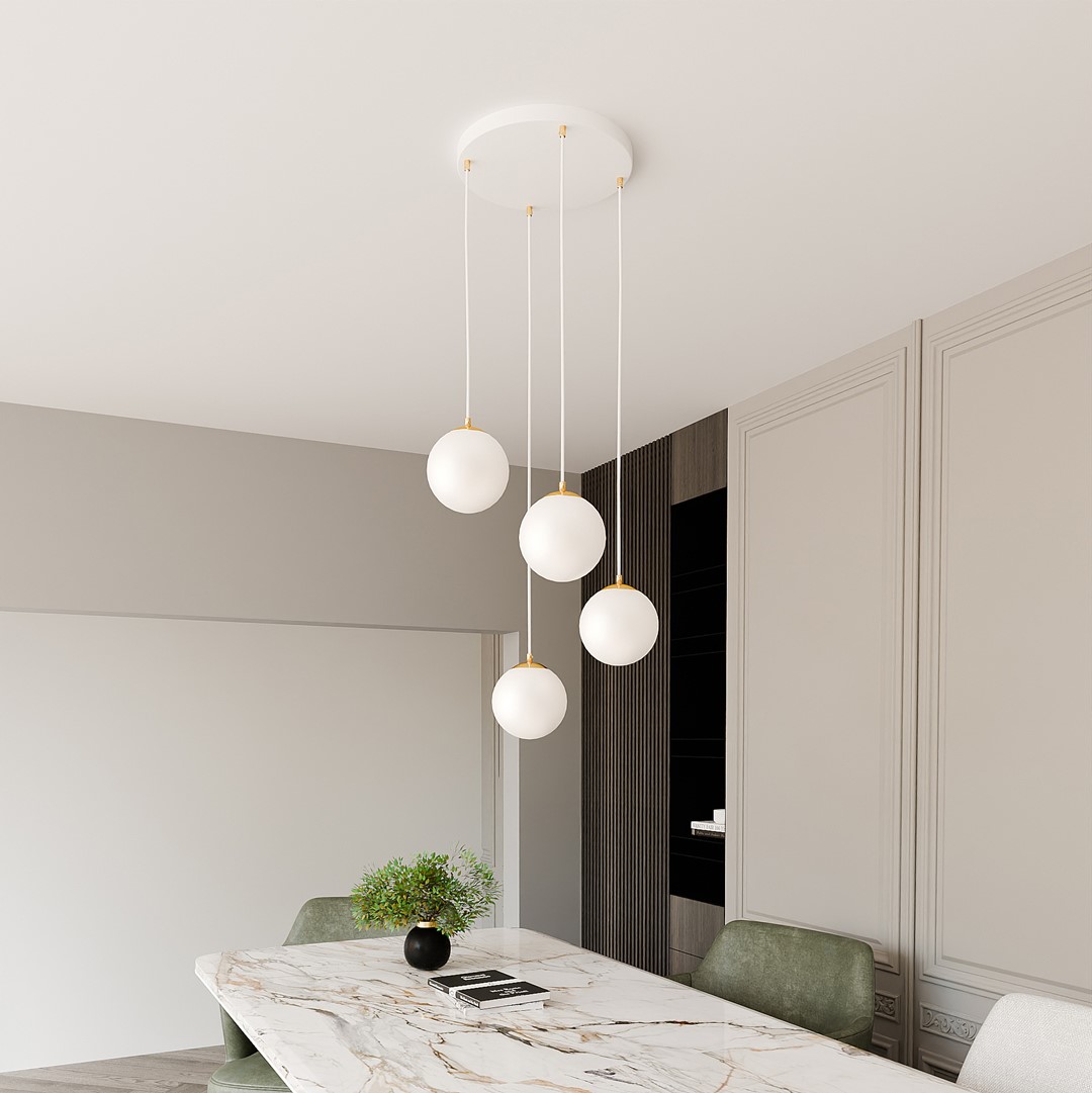 Emibig Visilica ROYAL 230V 10W MAX LED E14 Čelik/ Staklo Bijela/ Zlatna