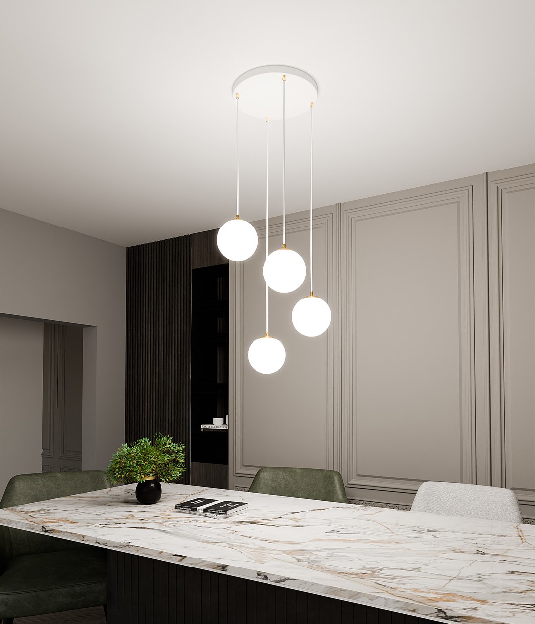 Emibig Visilica ROYAL 230V 10W MAX LED E14 Čelik/ Staklo Bijela/ Zlatna