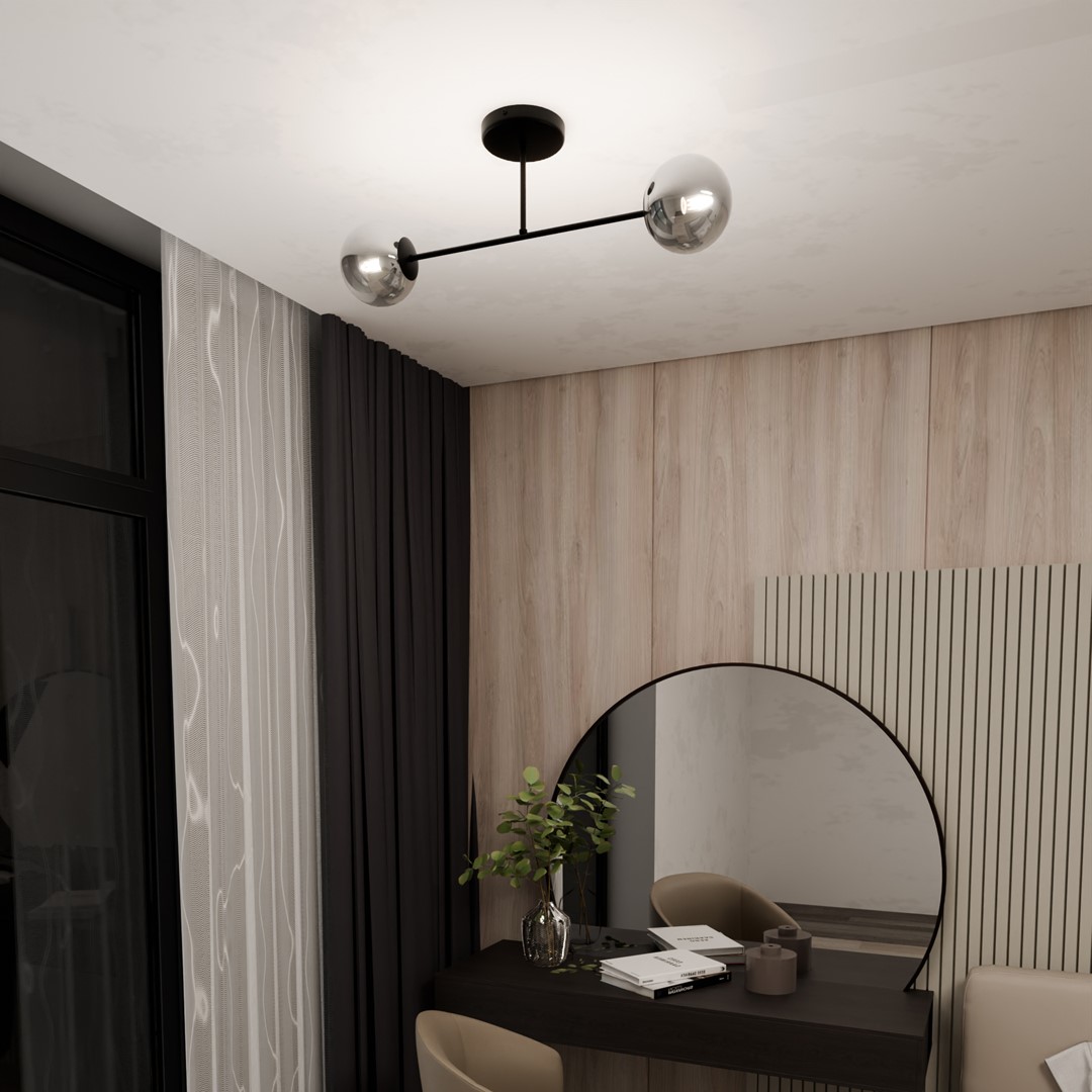 Emibig Stropna svjetiljka ROMA 230V 10W MAX LED E14 Čelik/ Staklo Crna