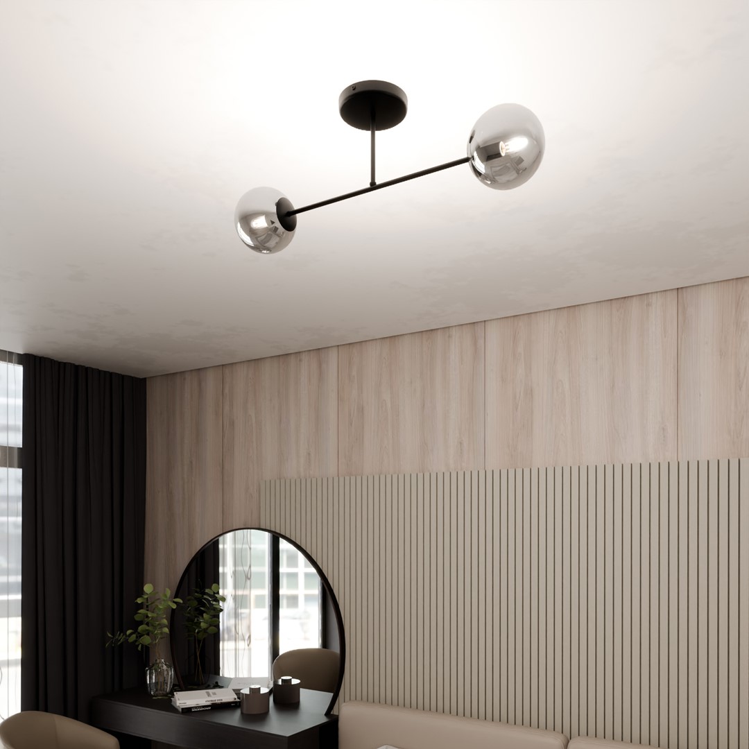 Emibig Stropna svjetiljka ROMA 230V 10W MAX LED E14 Čelik/ Staklo Crna