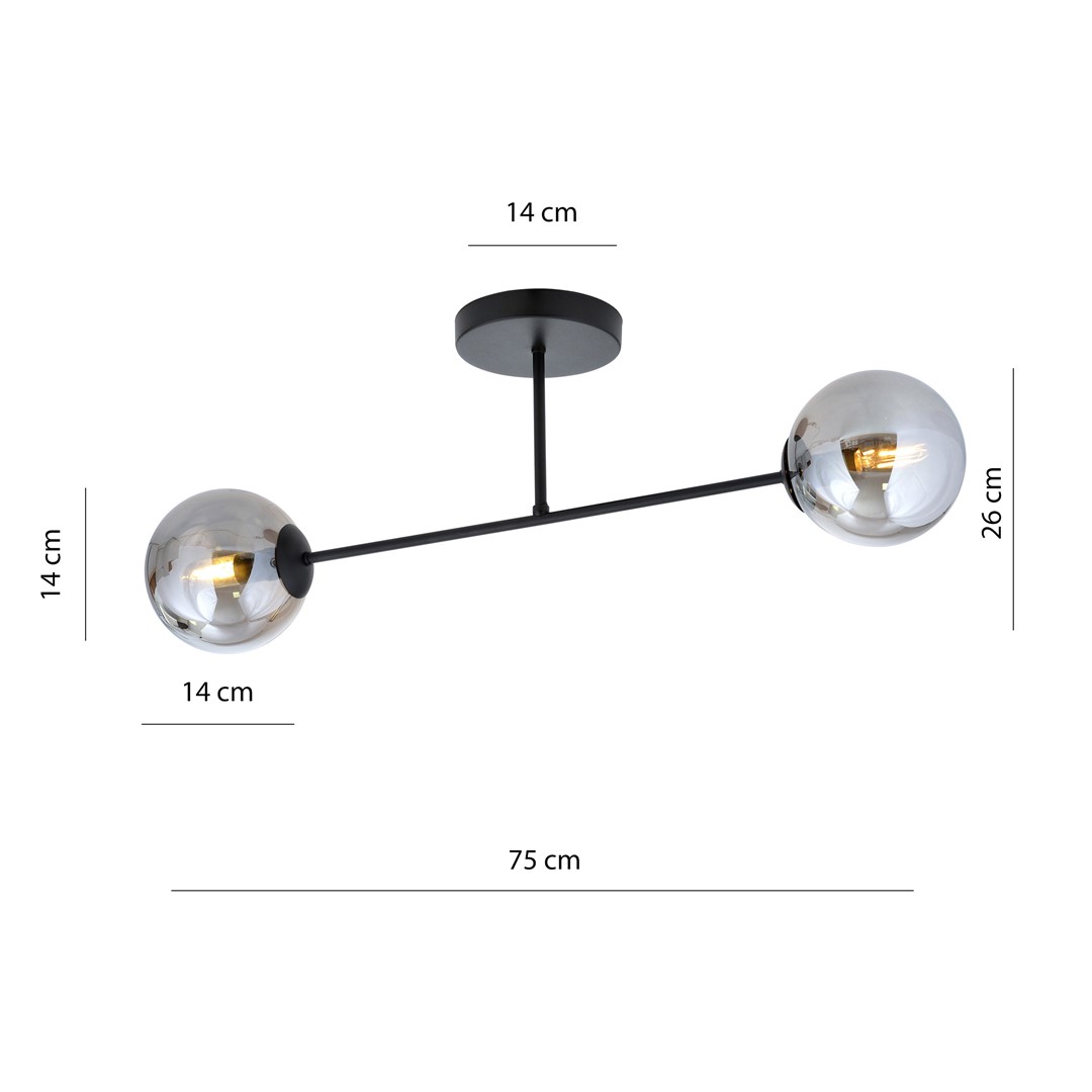 Emibig Stropna svjetiljka ROMA 230V 10W MAX LED E14 Čelik/ Staklo Crna