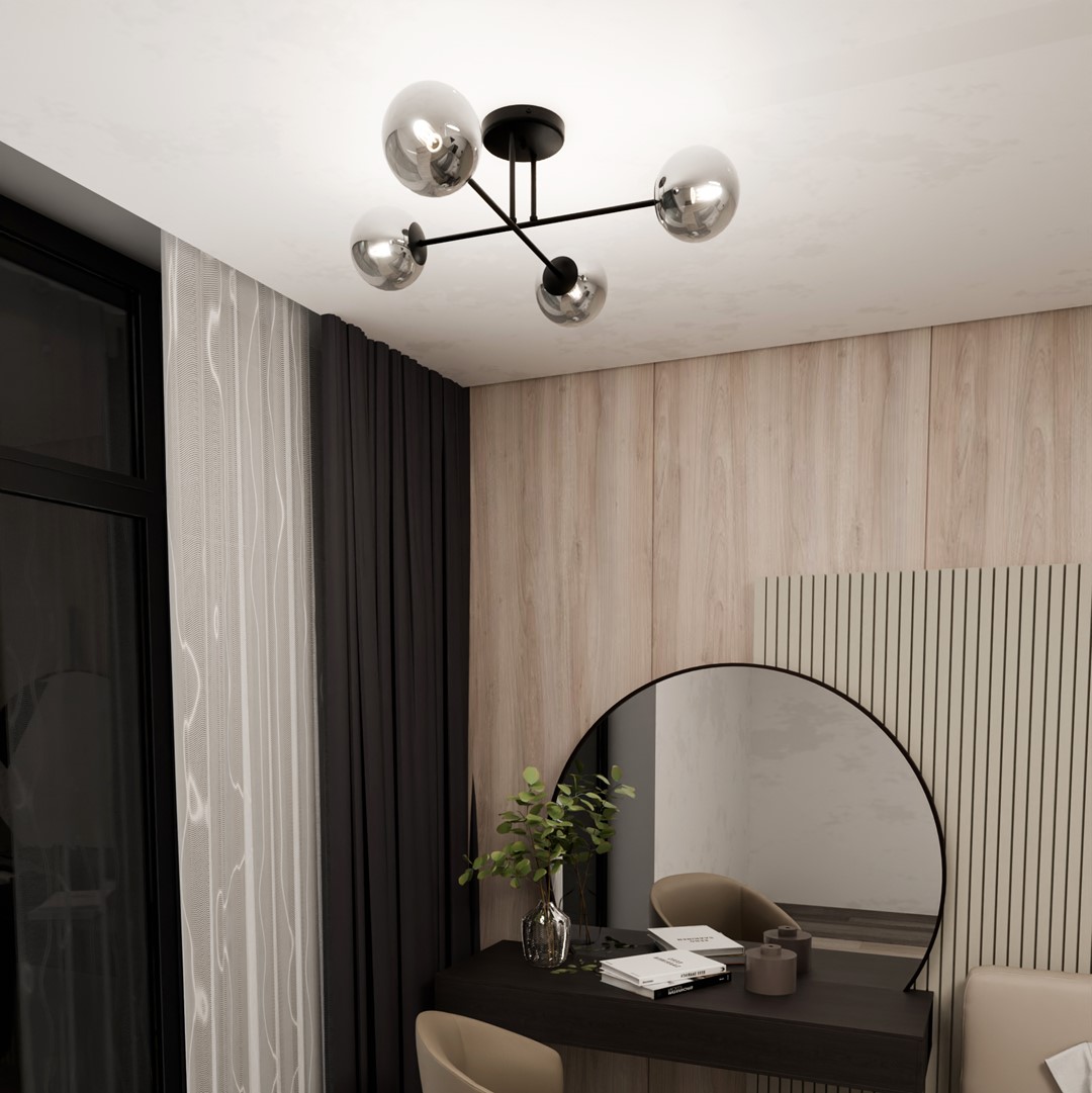 Emibig Stropna svjetiljka ROMA 230V 10W MAX LED E14 Čelik/ Staklo Crna