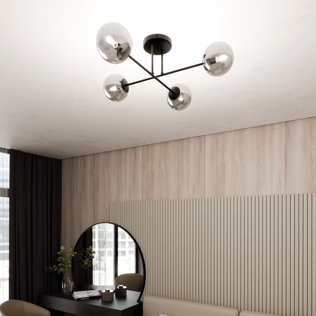Emibig Stropna svjetiljka ROMA 230V 10W MAX LED E14 Čelik/ Staklo Crna