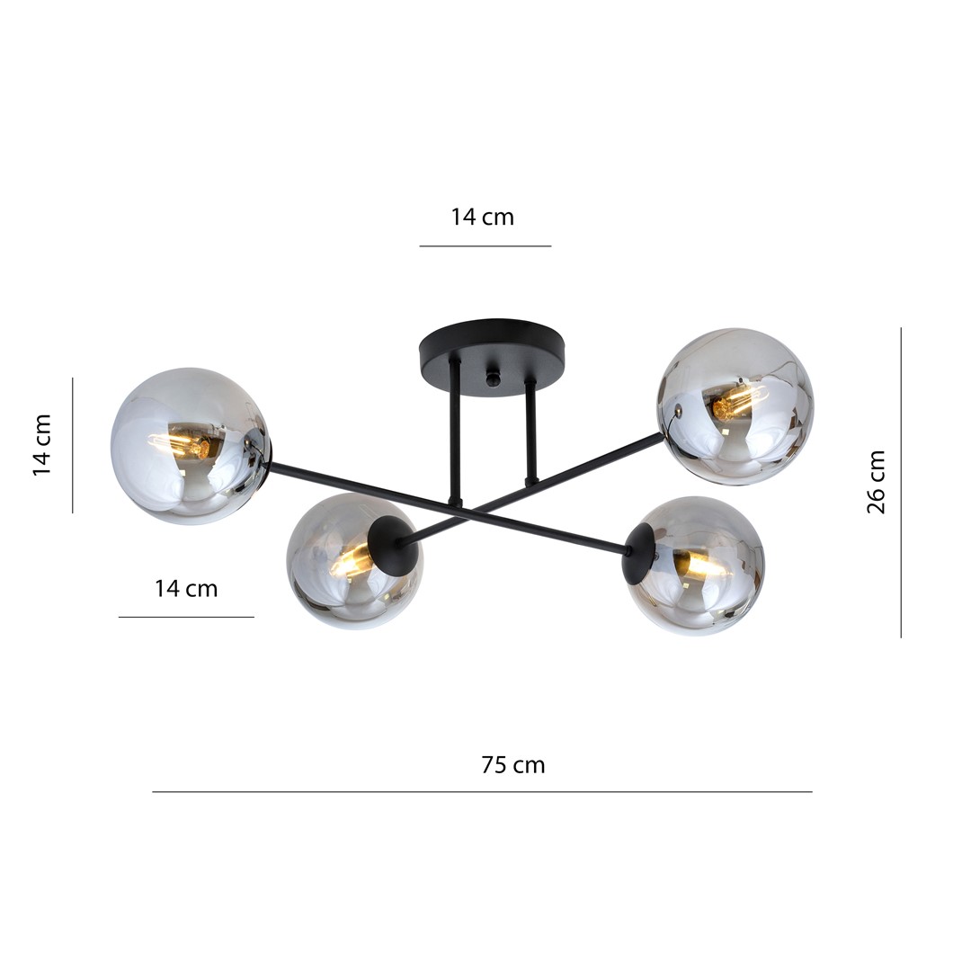 Emibig Stropna svjetiljka ROMA 230V 10W MAX LED E14 Čelik/ Staklo Crna