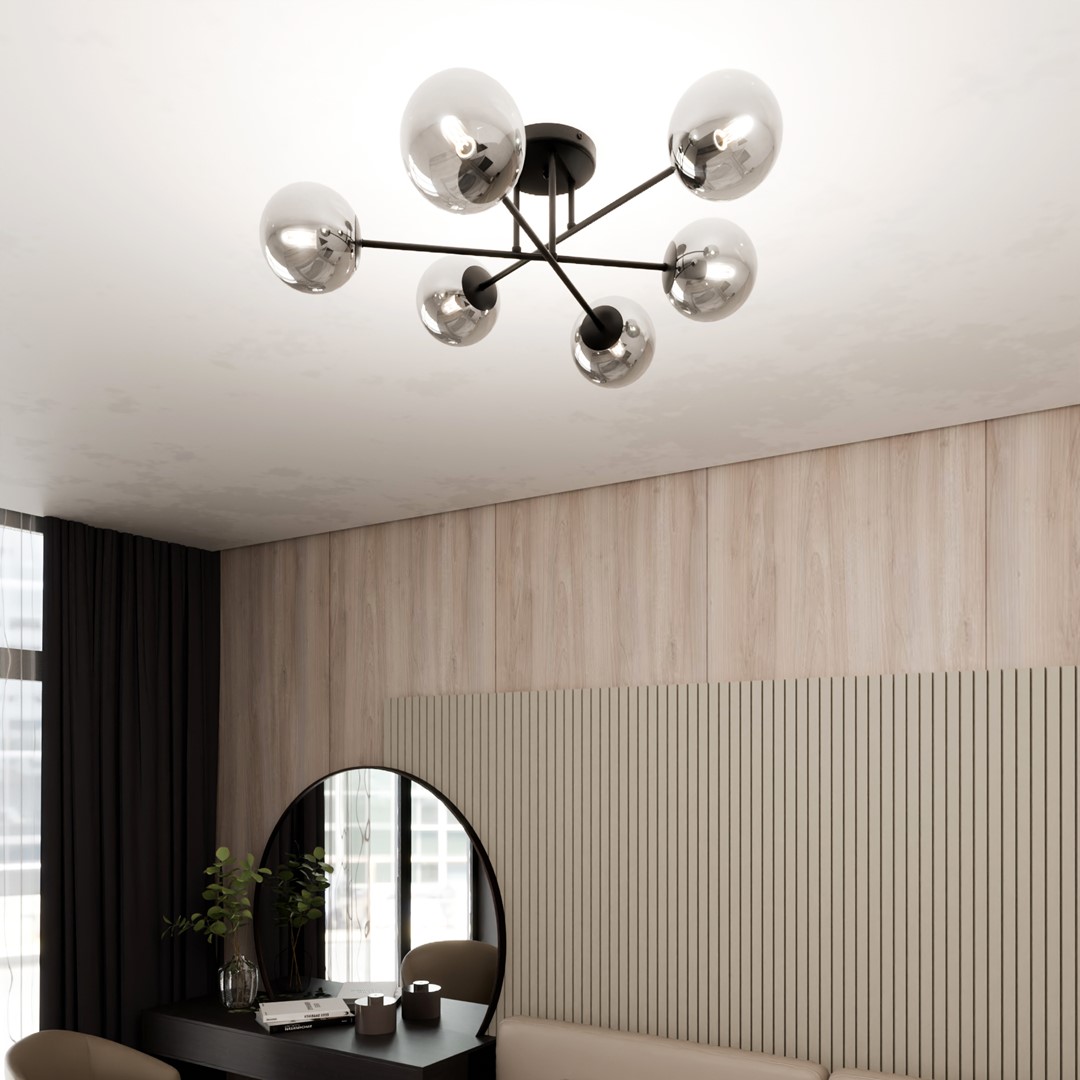 Emibig Stropna svjetiljka ROMA 230V 10W MAX LED E14 Čelik/ Staklo Crna