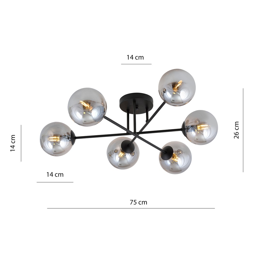 Emibig Stropna svjetiljka ROMA 230V 10W MAX LED E14 Čelik/ Staklo Crna