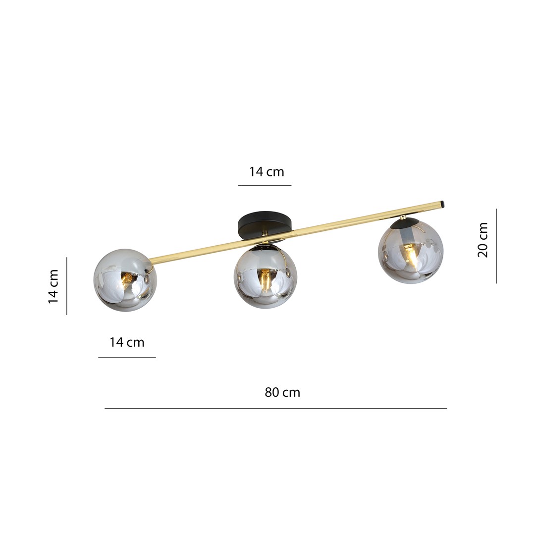 Emibig Stropna svjetiljka SPLENDI 230V 10W MAX LED E14 Čelik/ Staklo Crna/ Zlatna