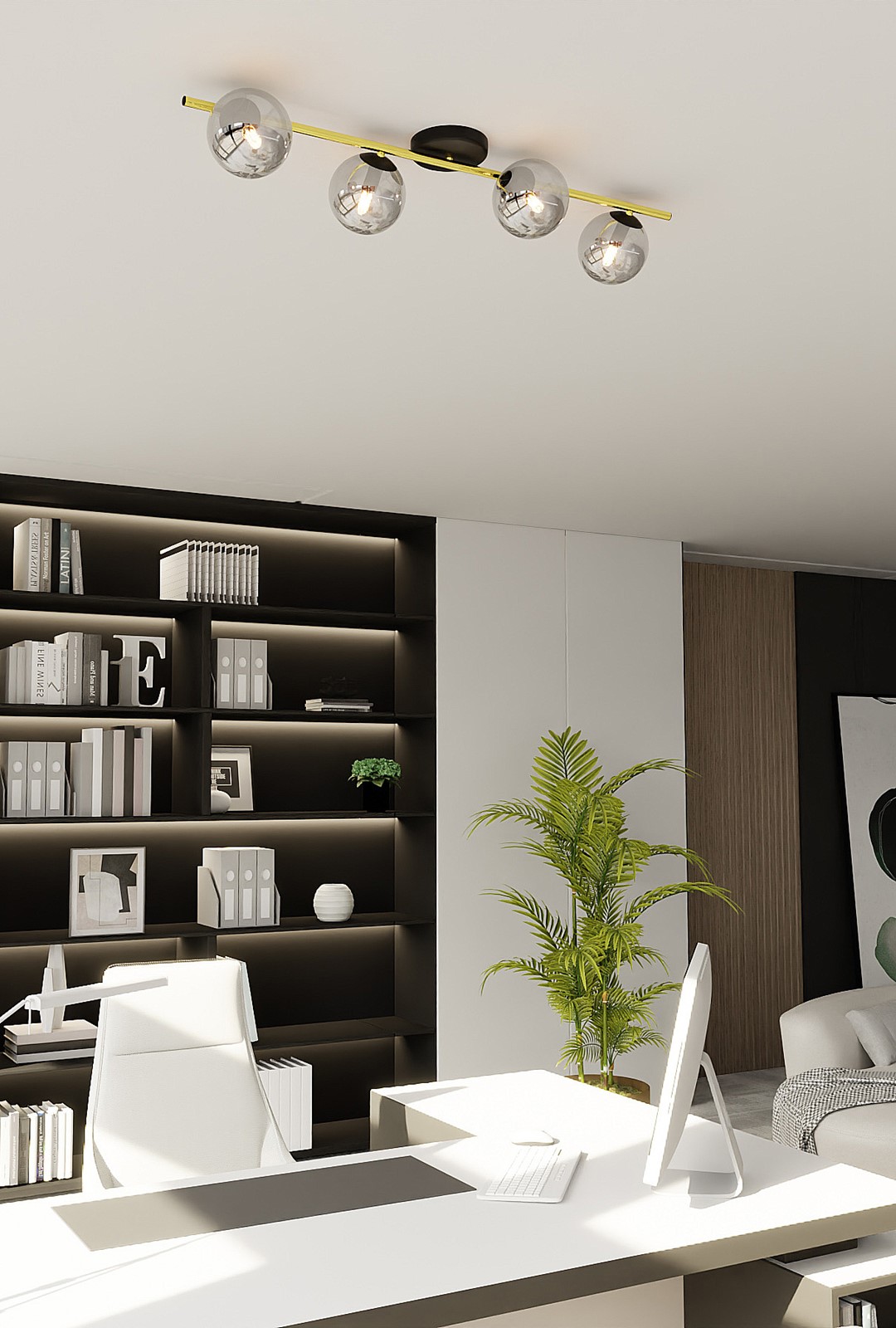 Emibig Stropna svjetiljka SPLENDI 230V 10W MAX LED E14 Čelik/ Staklo Crna/ Zlatna