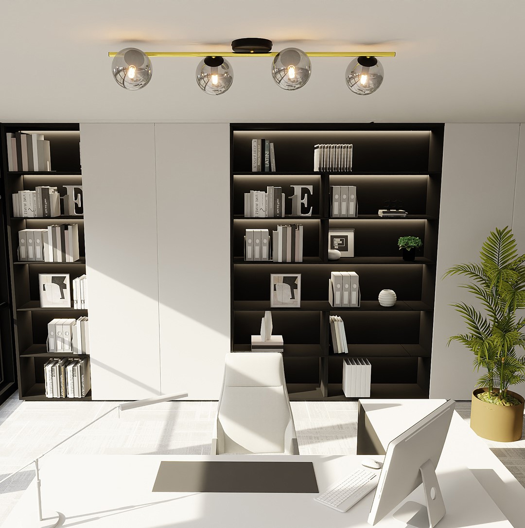 Emibig Stropna svjetiljka SPLENDI 230V 10W MAX LED E14 Čelik/ Staklo Crna/ Zlatna
