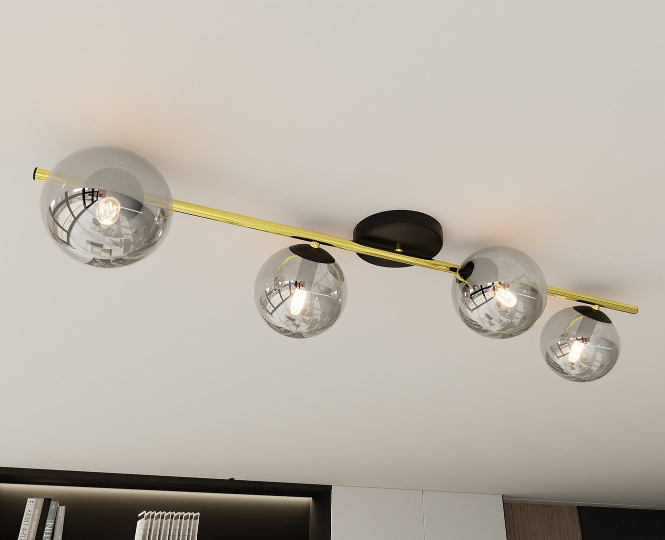 Emibig Stropna svjetiljka SPLENDI 230V 10W MAX LED E14 Čelik/ Staklo Crna/ Zlatna