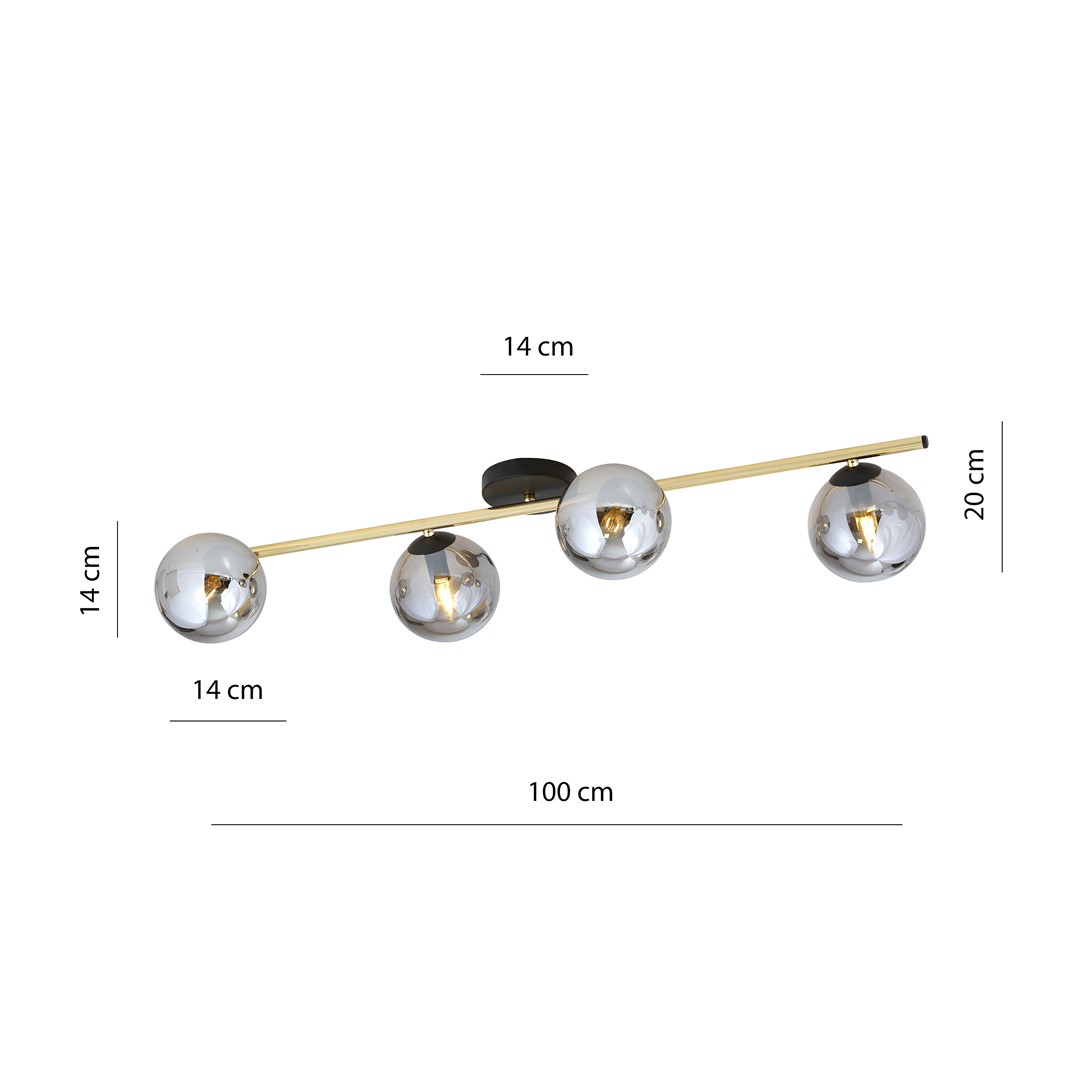 Emibig Stropna svjetiljka SPLENDI 230V 10W MAX LED E14 Čelik/ Staklo Crna/ Zlatna