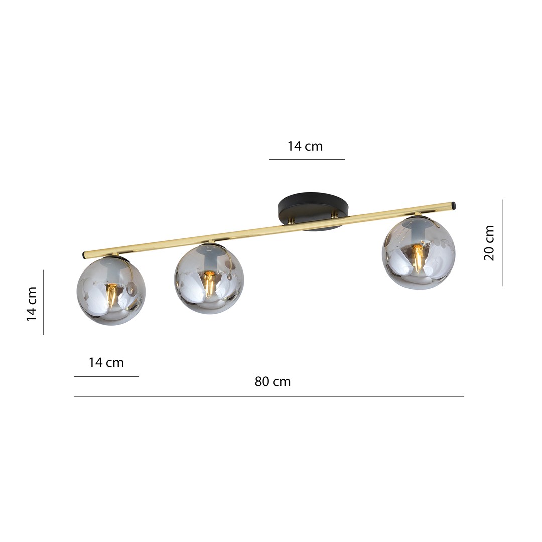 Emibig Stropna svjetiljka MONZA 230V 10W MAX LED E14 Čelik/ Staklo Crna/ Zlatna