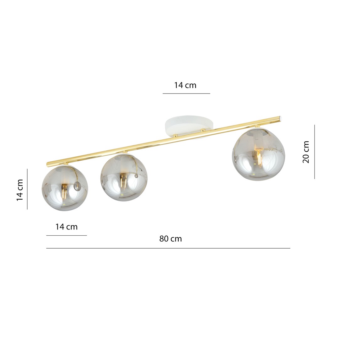 Emibig Stropna svjetiljka MONZA 230V 10W MAX LED E14 Čelik/ Staklo Bijela/ Zlatna