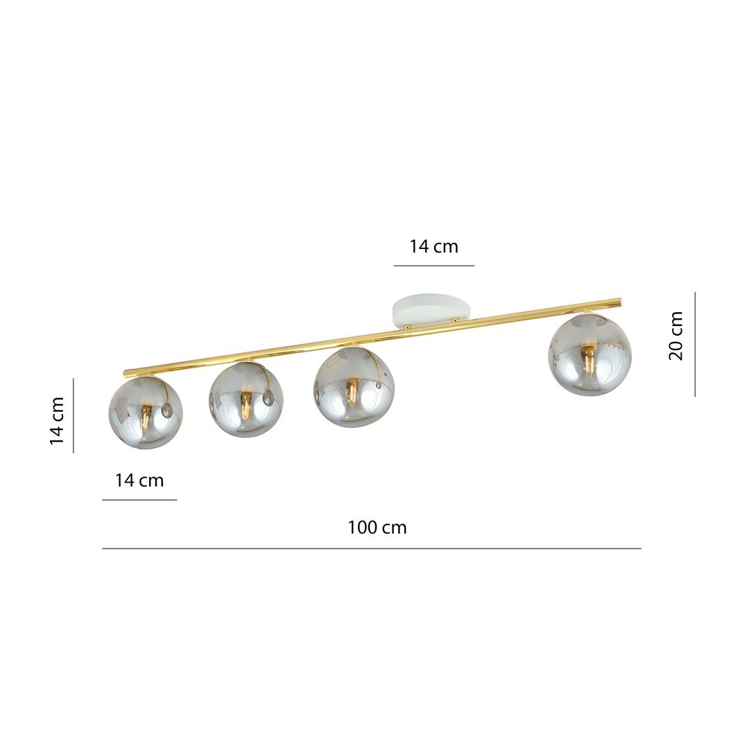 Emibig Stropna svjetiljka MONZA 230V 10W MAX LED E14 Čelik/ Staklo Bijela/ Zlatna