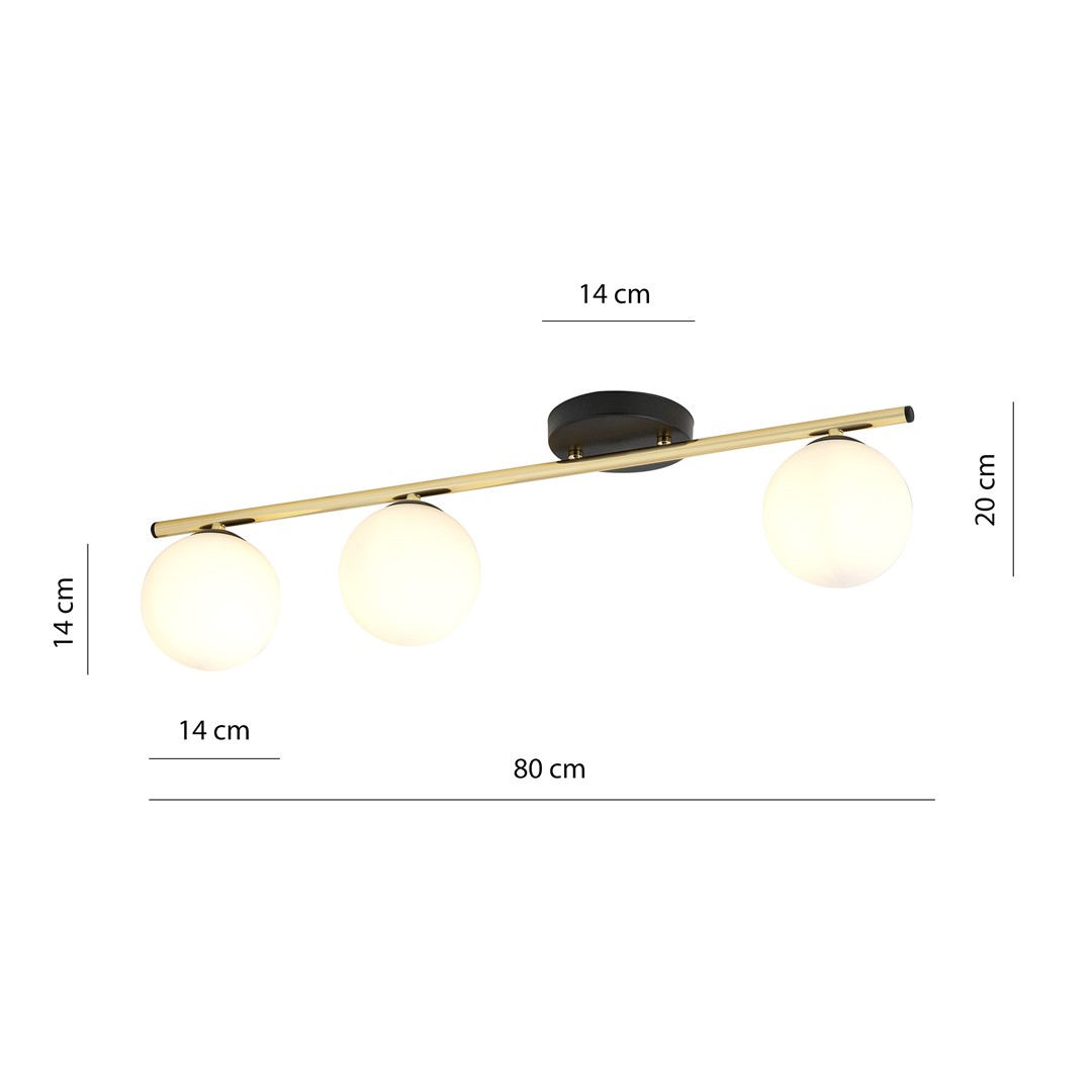 Emibig Stropna svjetiljka MONZA 230V 10W MAX LED E14 Čelik/ Staklo Crna/ Zlatna