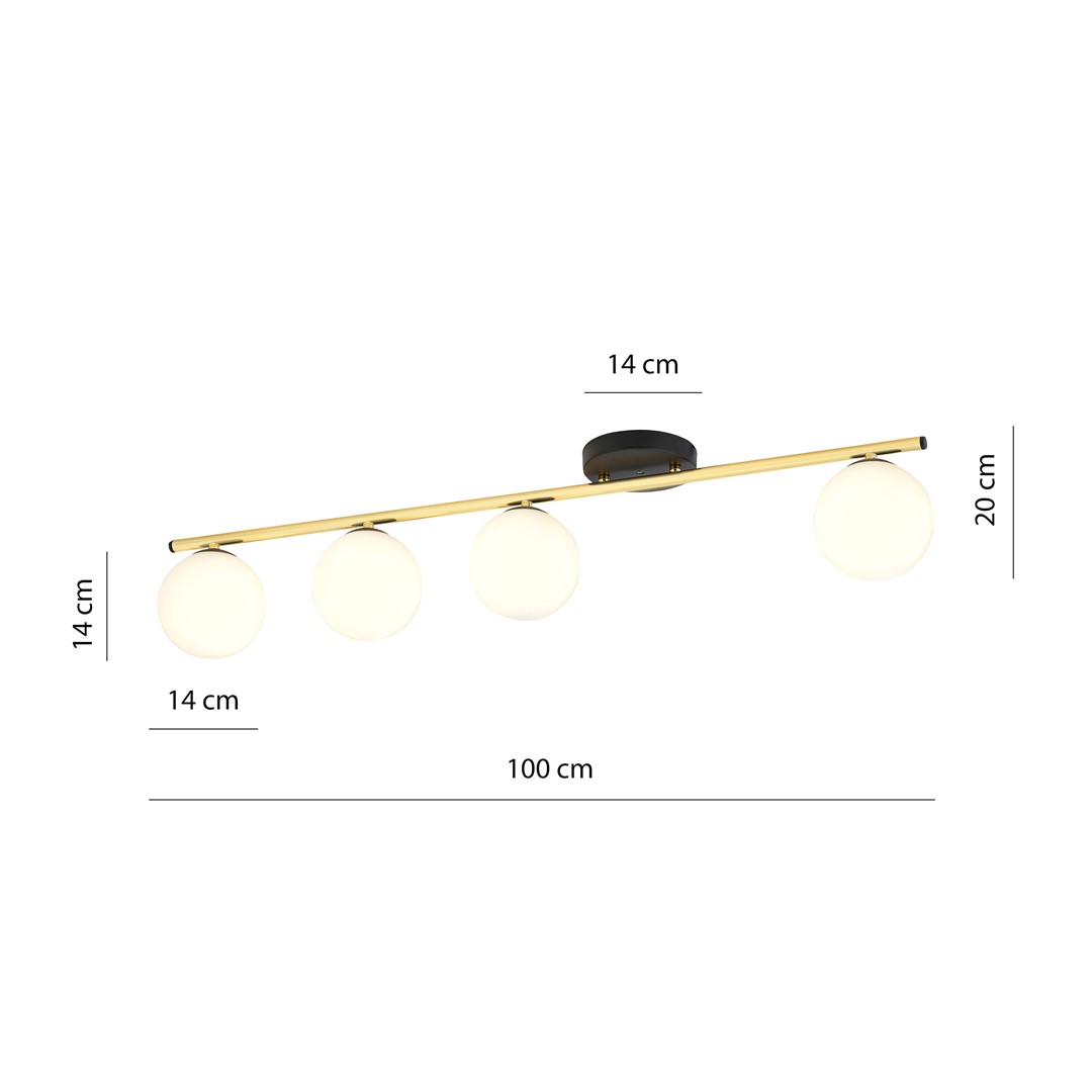 Emibig Stropna svjetiljka MONZA 230V 10W MAX LED E14 Čelik/ Staklo Crna/ Zlatna