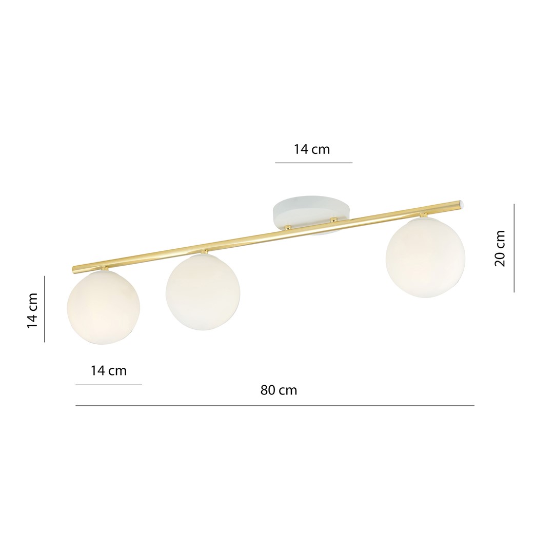 Emibig Stropna svjetiljka MONZA 230V 10W MAX LED E14 Čelik/ Staklo Bijela/ Zlatna