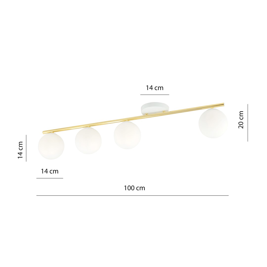Emibig Stropna svjetiljka MONZA 230V 10W MAX LED E14 Čelik/ Staklo Bijela/ Zlatna