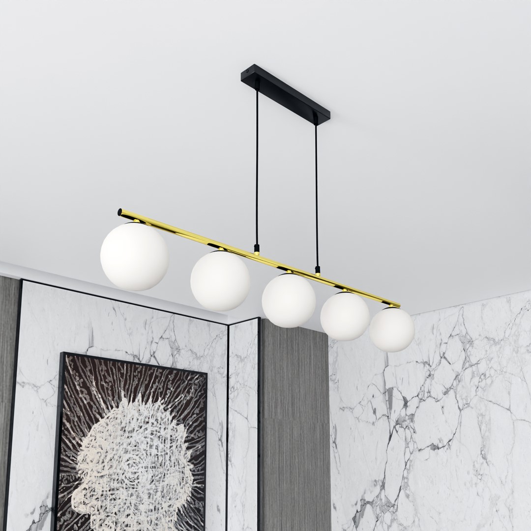 Emibig Visilica ALLORA 230V 10W MAX LED E14 Čelik/ Staklo Crna/ Zlatna