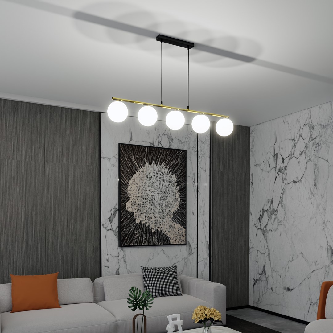 Emibig Visilica ALLORA 230V 10W MAX LED E14 Čelik/ Staklo Crna/ Zlatna