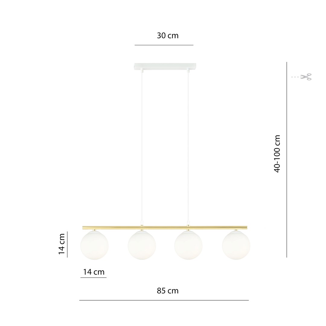 Emibig Visilica ALLORA 230V 10W MAX LED E14 Čelik/ Staklo Bijela/ Zlatna