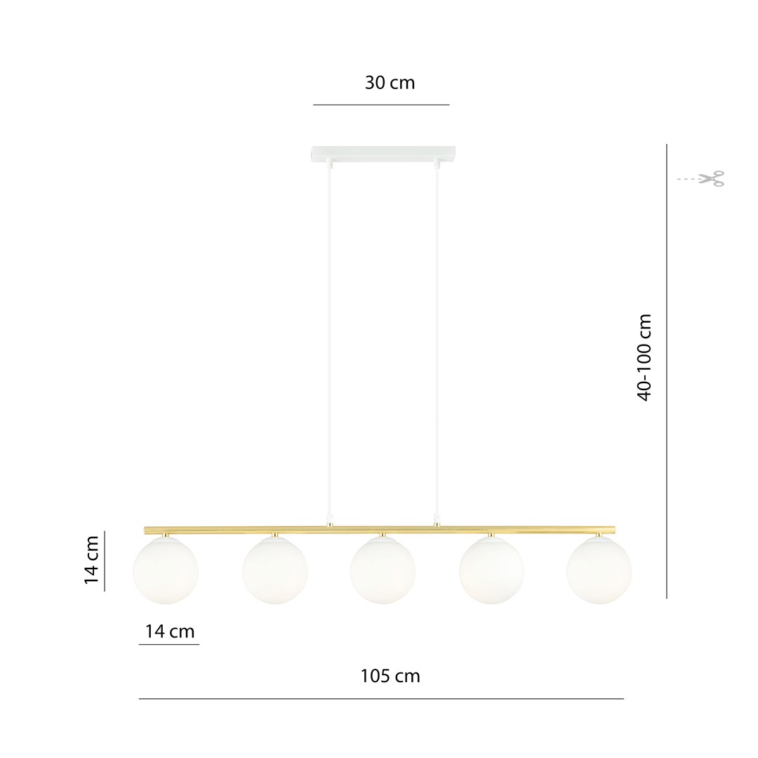 Emibig Visilica ALLORA 230V 10W MAX LED E14 Čelik/ Staklo Bijela/ Zlatna