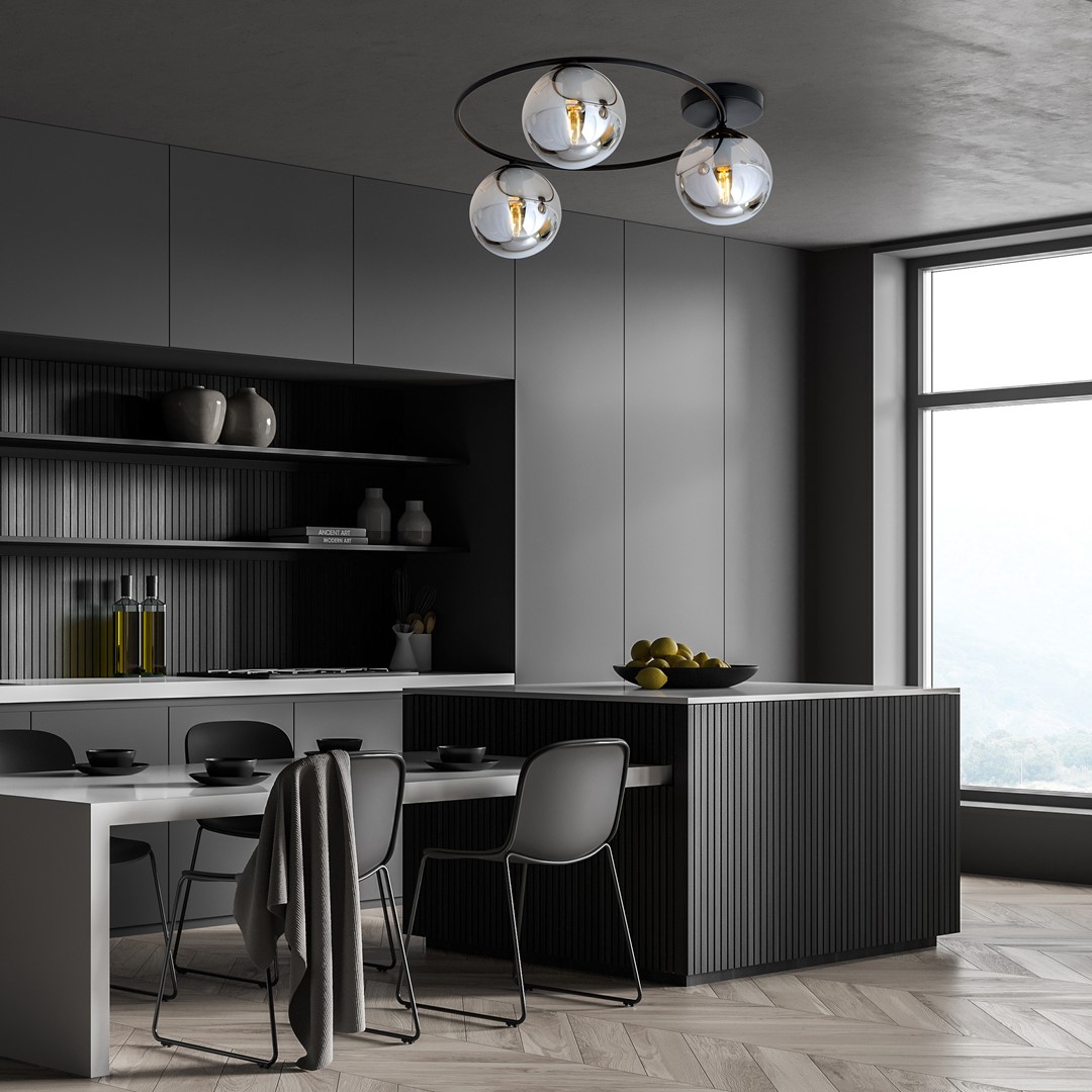 Emibig Stropna svjetiljka SOPRA 230V 10W MAX LED E14 Čelik/ Staklo Crna