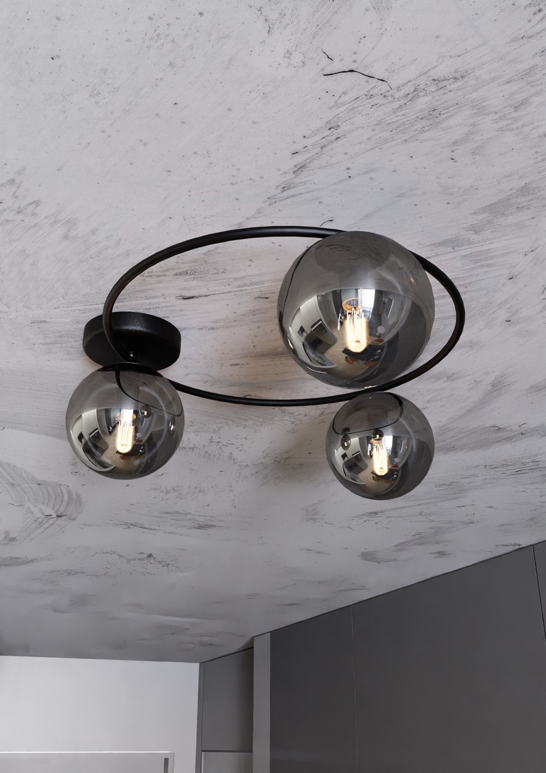 Emibig Stropna svjetiljka SOPRA 230V 10W MAX LED E14 Čelik/ Staklo Crna