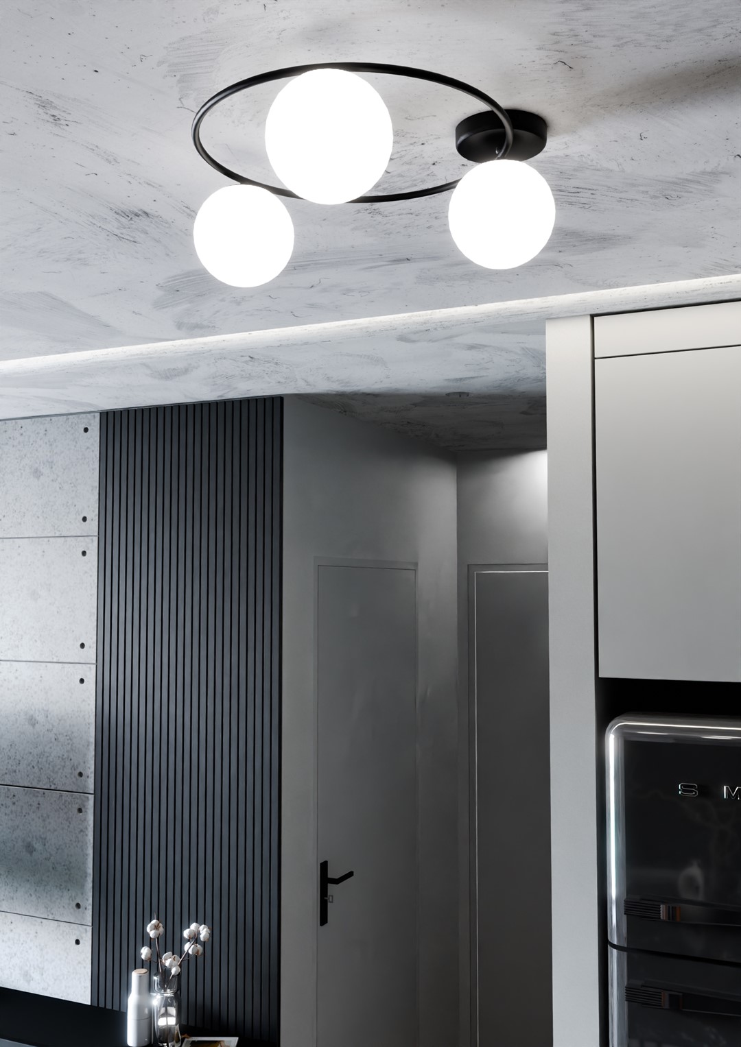 Emibig Stropna svjetiljka SOPRA 230V 10W MAX LED E14 Čelik/ Staklo Crna