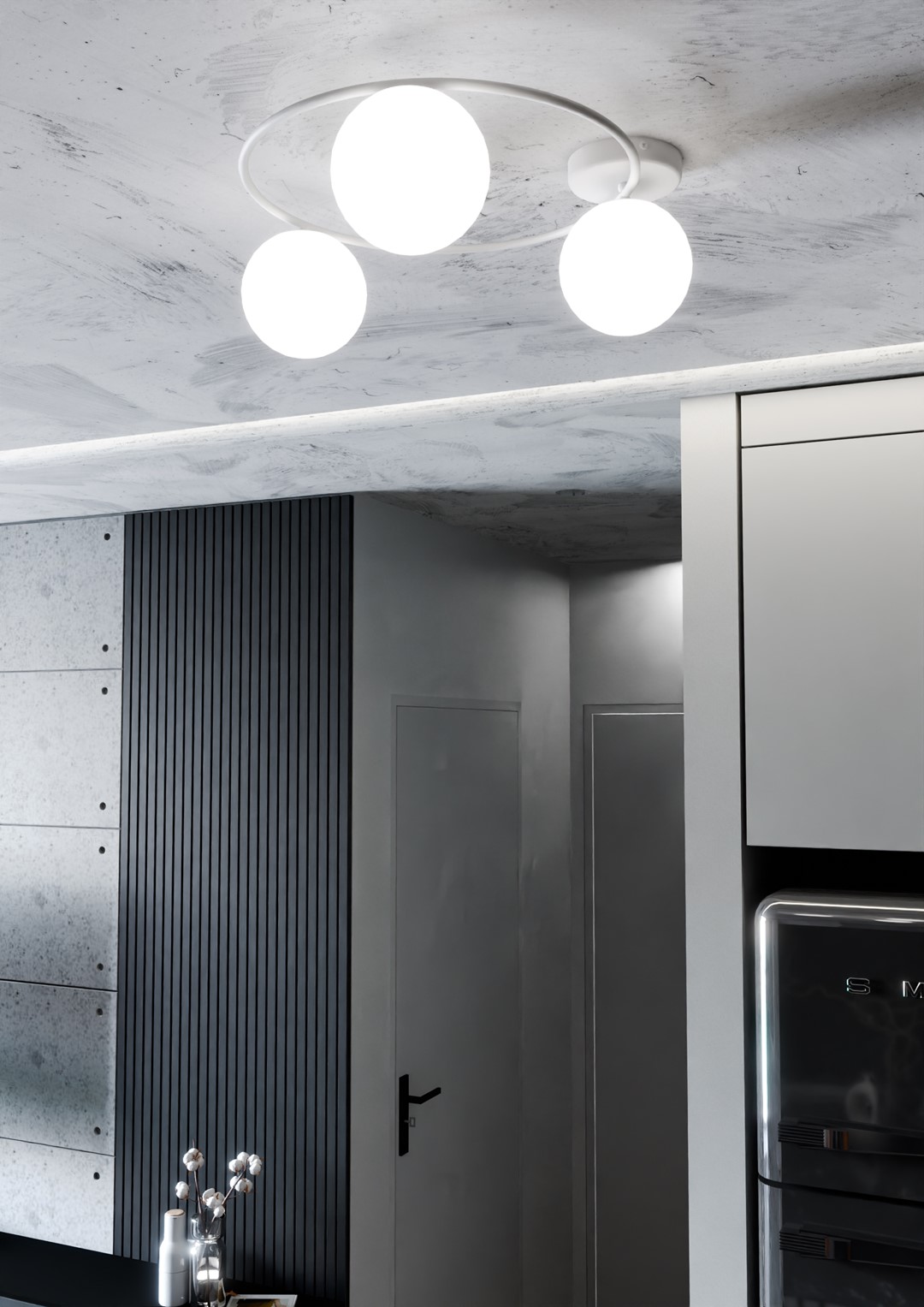 Emibig Stropna svjetiljka SOPRA 230V 10W MAX LED E14 Čelik/ Staklo Bijela
