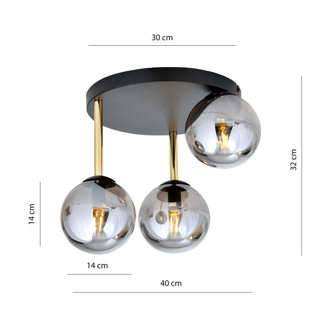 Emibig Stropna svjetiljka DOLCE 230V 10W MAX LED E14 Čelik/ Staklo Crna/ Zlatna