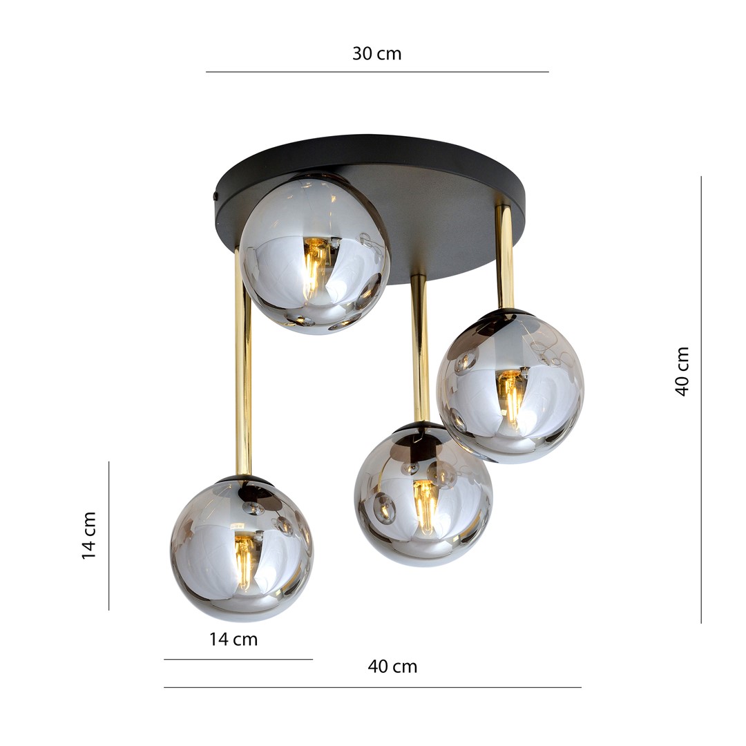 Emibig Stropna svjetiljka DOLCE 230V 10W MAX LED E14 Čelik/ Staklo Crna/ Zlatna
